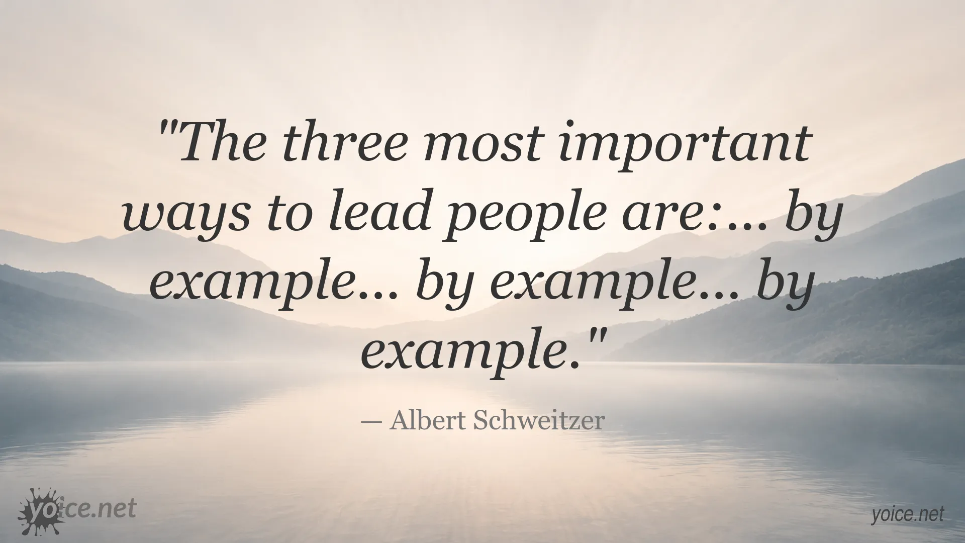 Albert Schweitzer quote about leading people by example