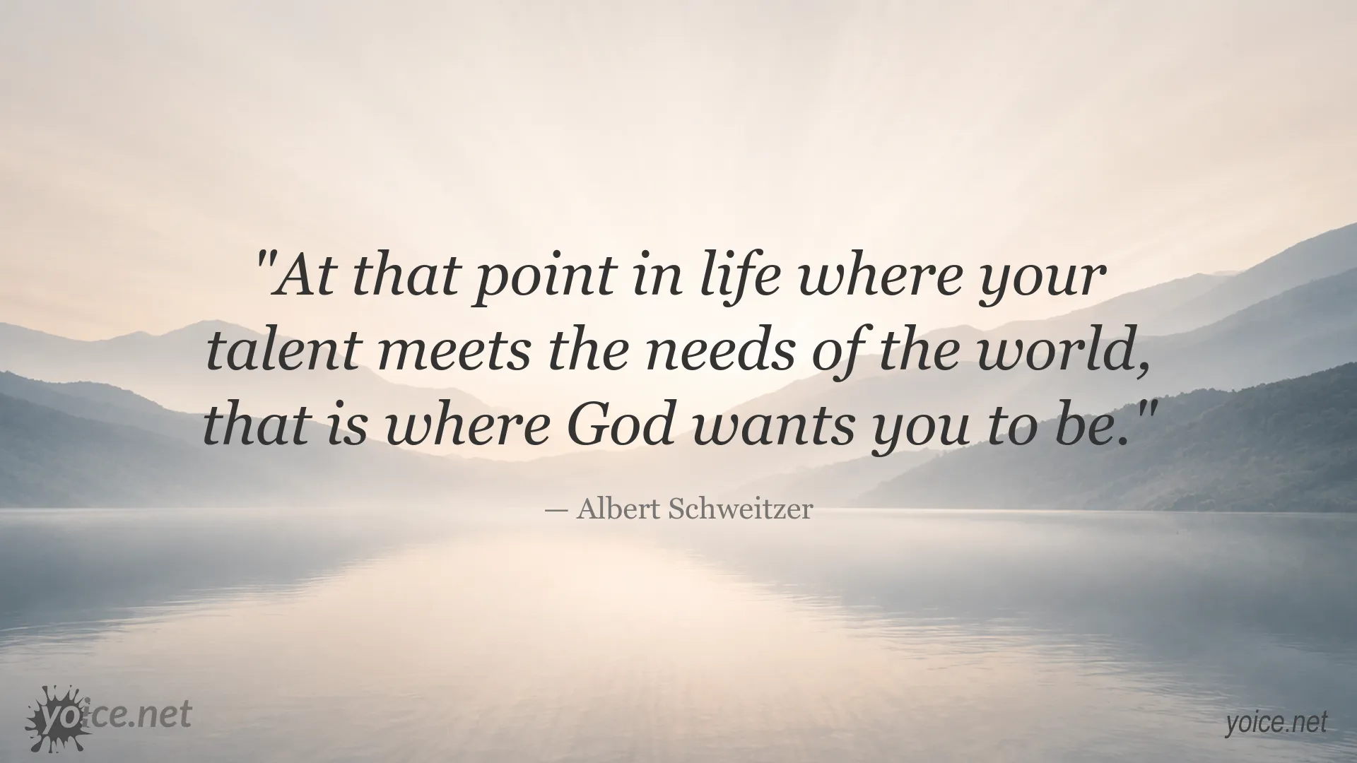 Inspirational Albert Schweitzer quote image about using your talent to meet the needs of the world