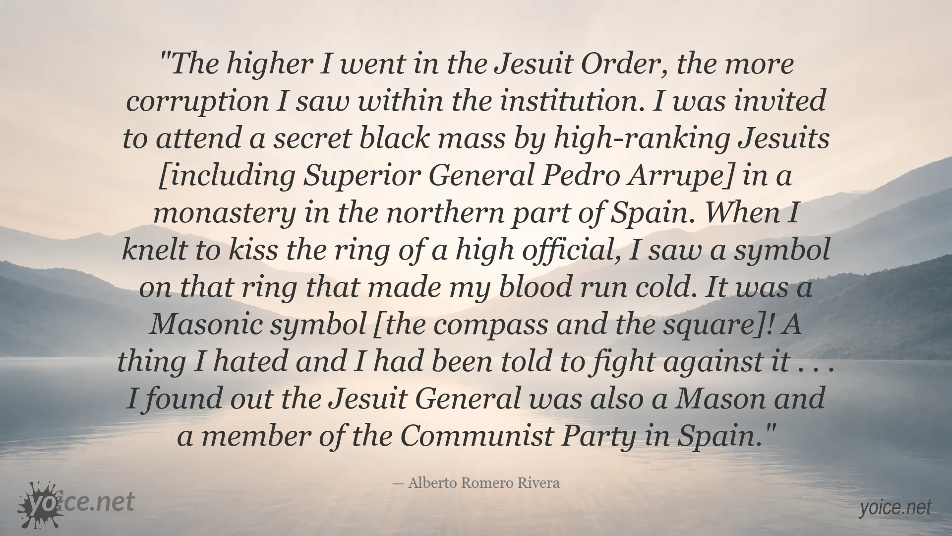 Quote about Jesuit corruption and secret rituals by Alberto Romero Rivera