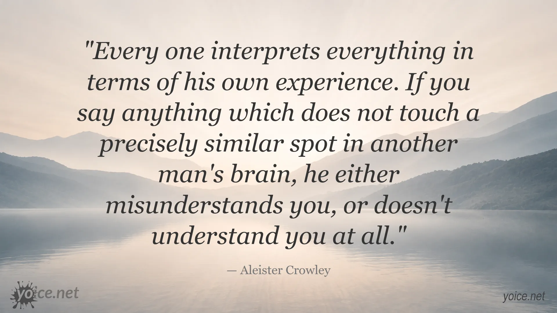 Quote image featuring Aleister Crowley on subjective perception and communication