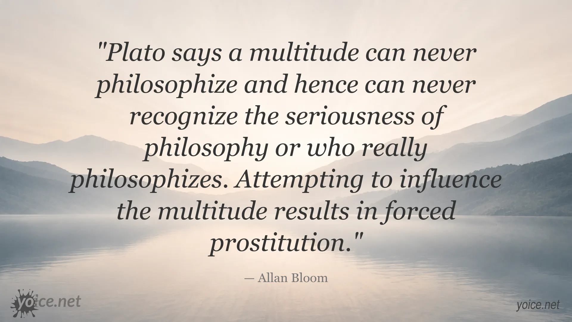 Allan Bloom quote about Plato, philosophy, and the multitude