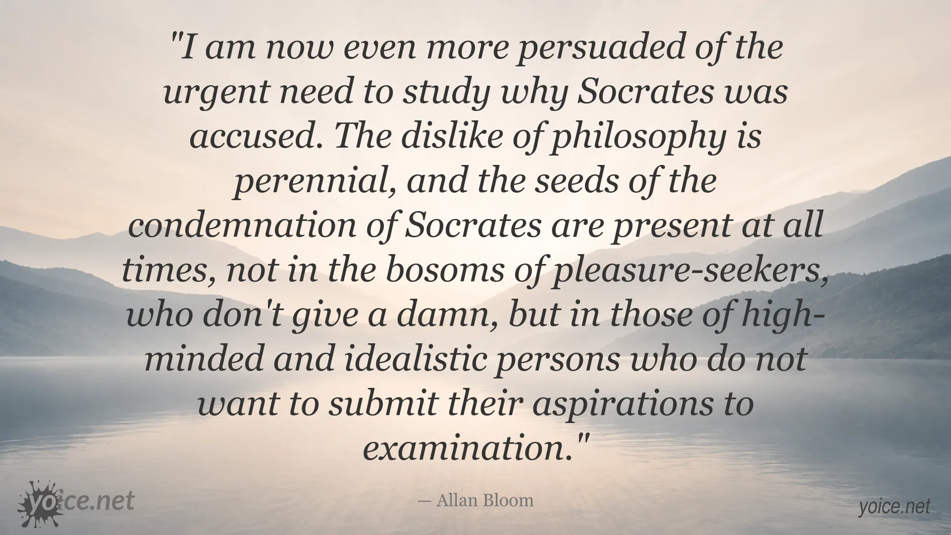 Allan Bloom quote about Socrates, philosophy, and the need for self-examination