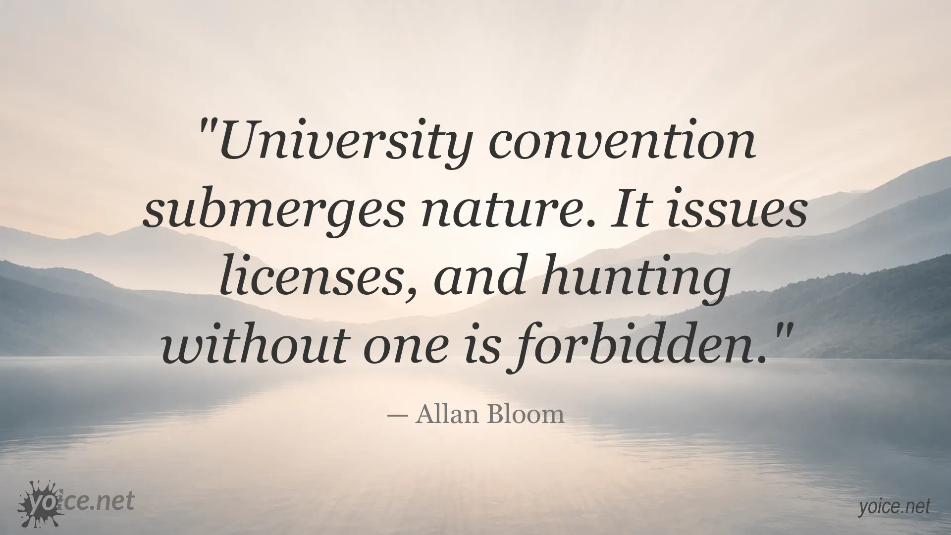 Allan Bloom quote about university convention, licenses, and nature