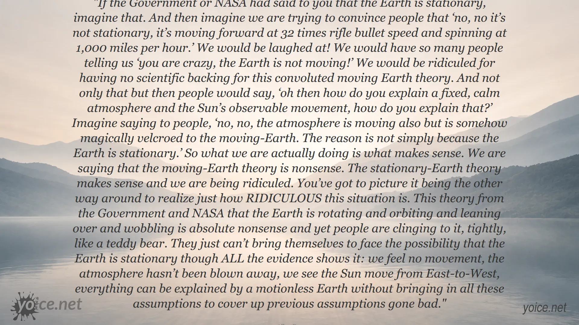 Quote by Allen Daves explaining why the moving Earth theory is nonsense