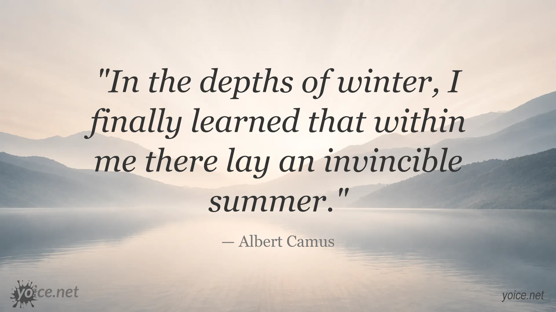 Inspirational Albert Camus quote image titled An Invincible Summer