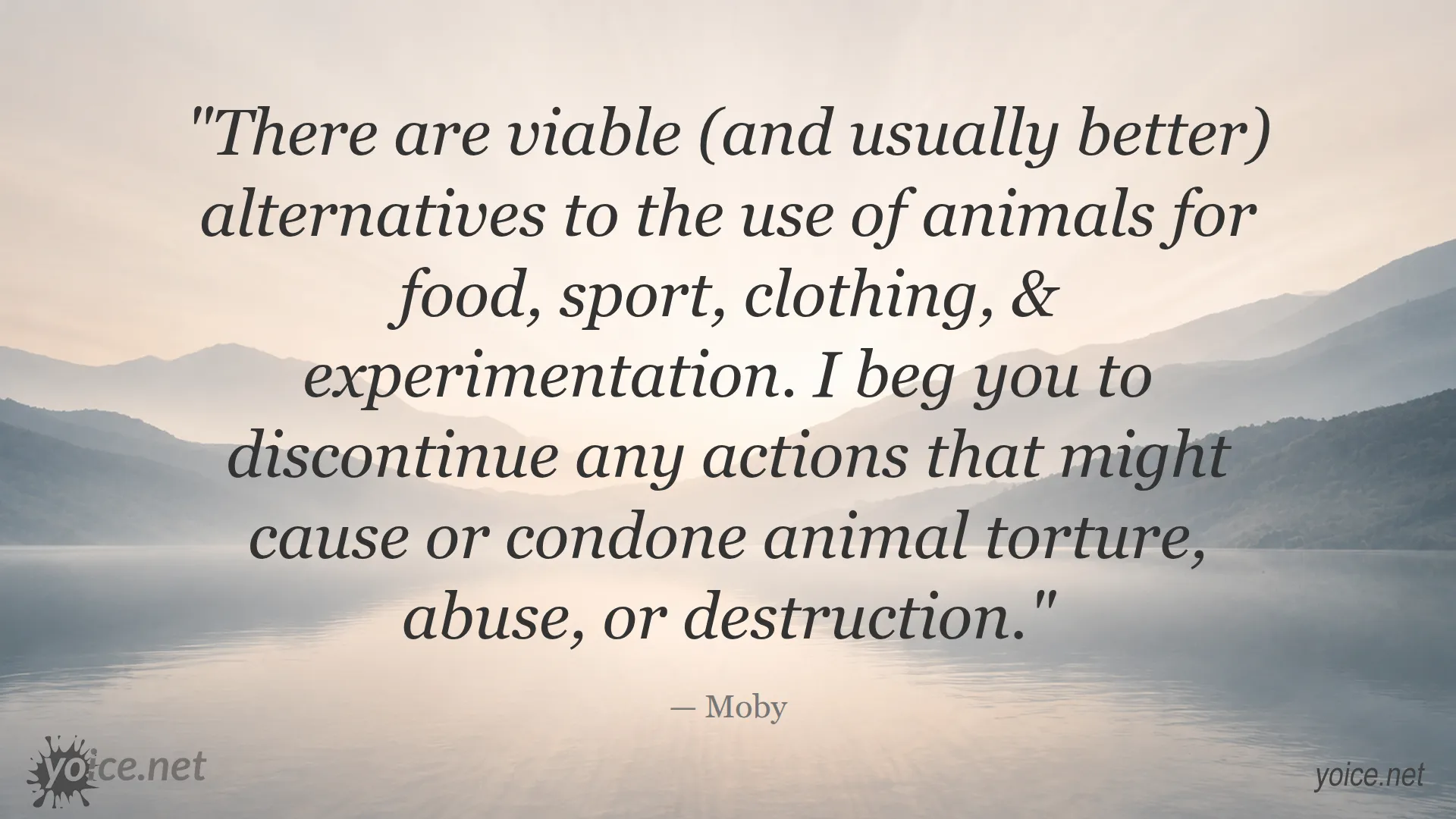 Quote about animal ethics and alternatives by Moby
