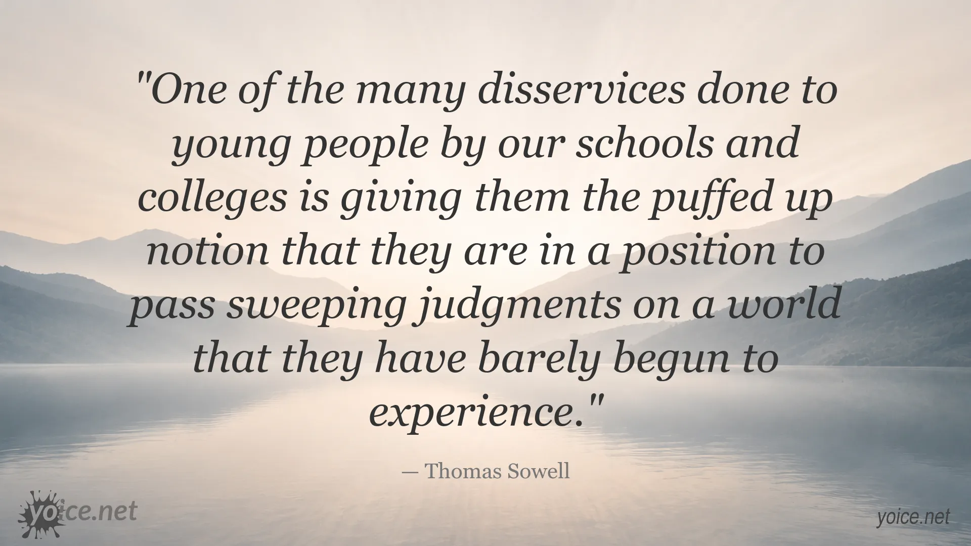 Thomas Sowell quote about young people and sweeping judgments