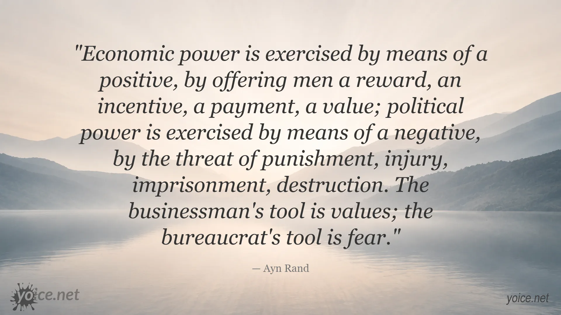 Ayn Rand quote about the difference between economic power and political power