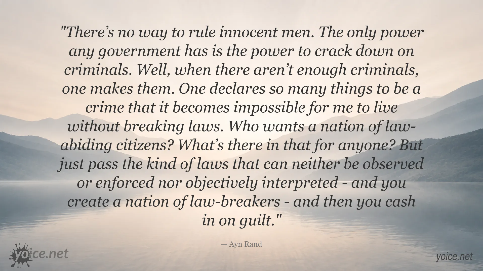 Ayn Rand quote image about government, laws, and power