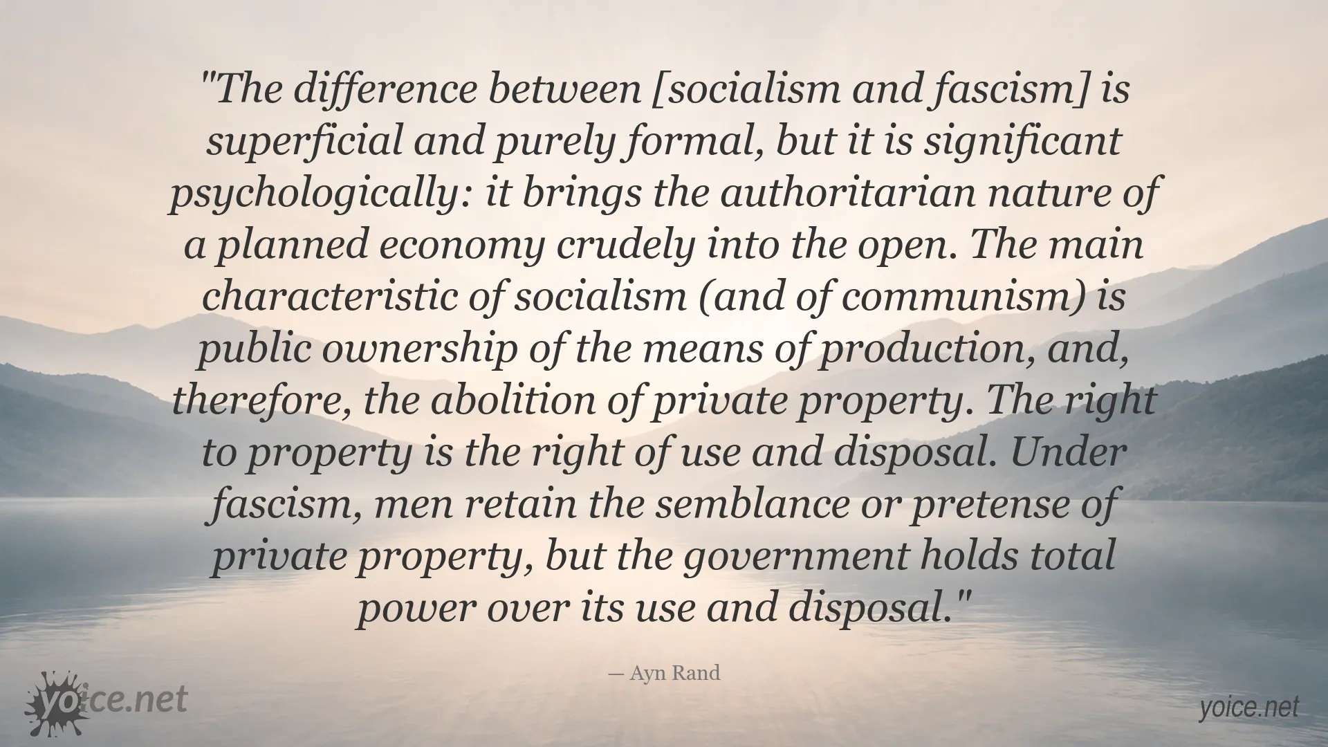 Ayn Rand quote about the differences between socialism and fascism