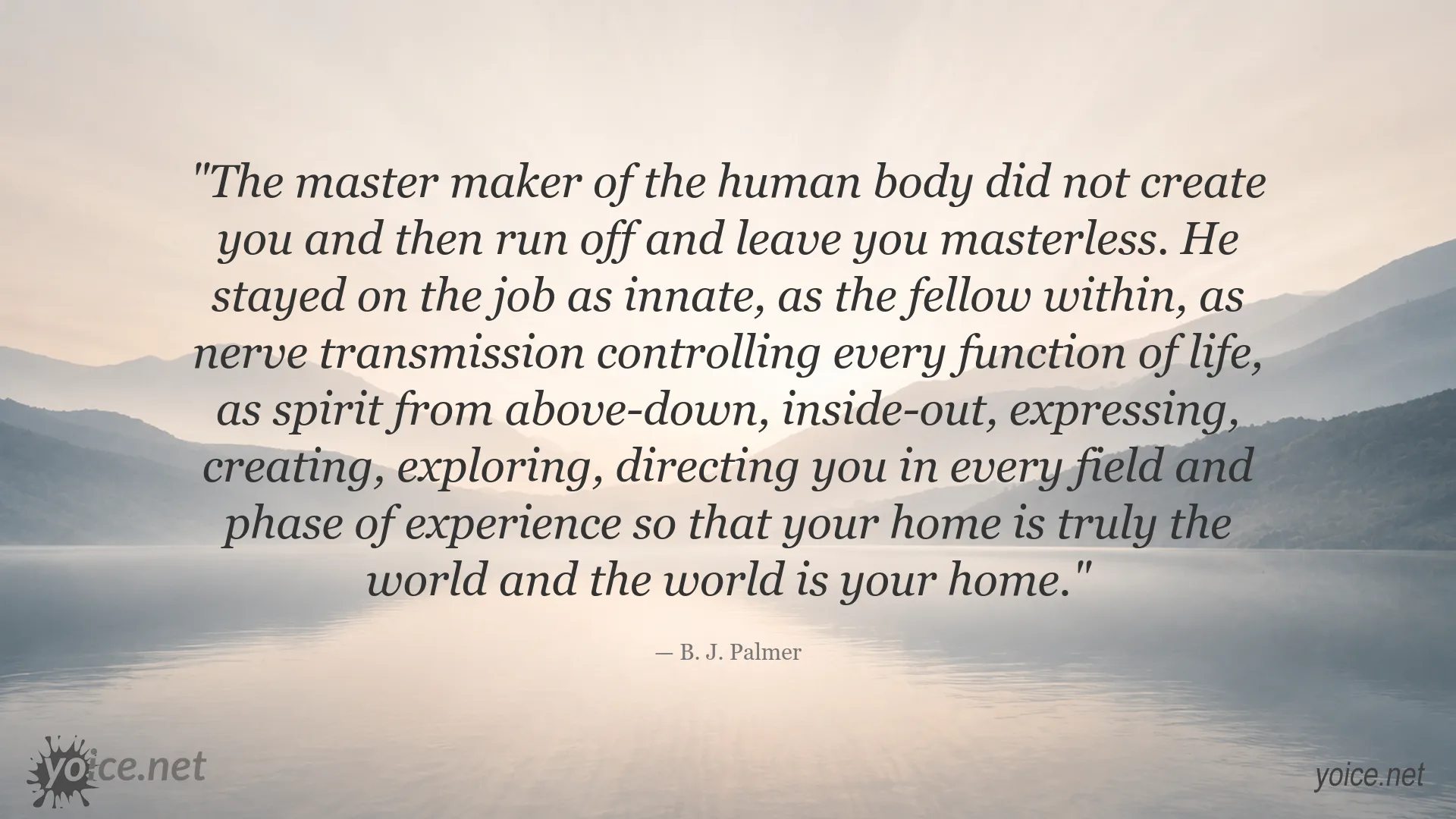 Inspirational quote image featuring B. J. Palmer on inner guidance and life