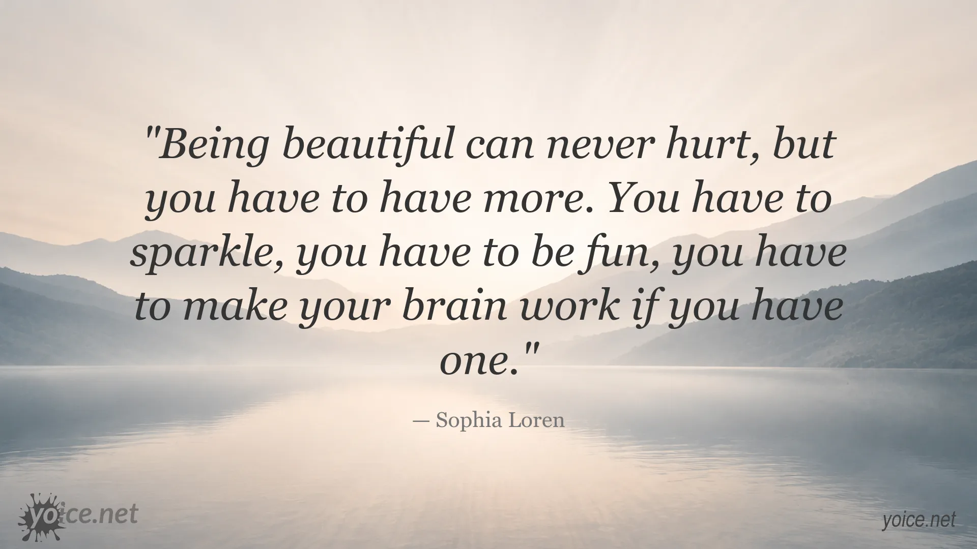 Beauty and personality quote image attributed to Sophia Loren