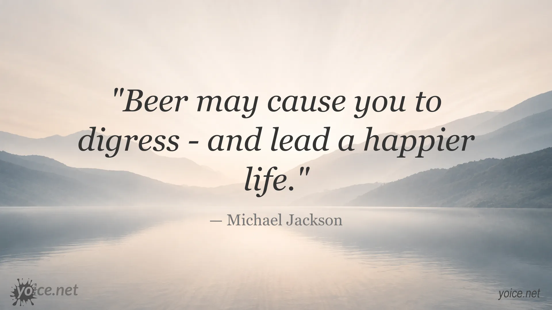Inspirational beer and happiness quote graphic attributed to Michael Jackson