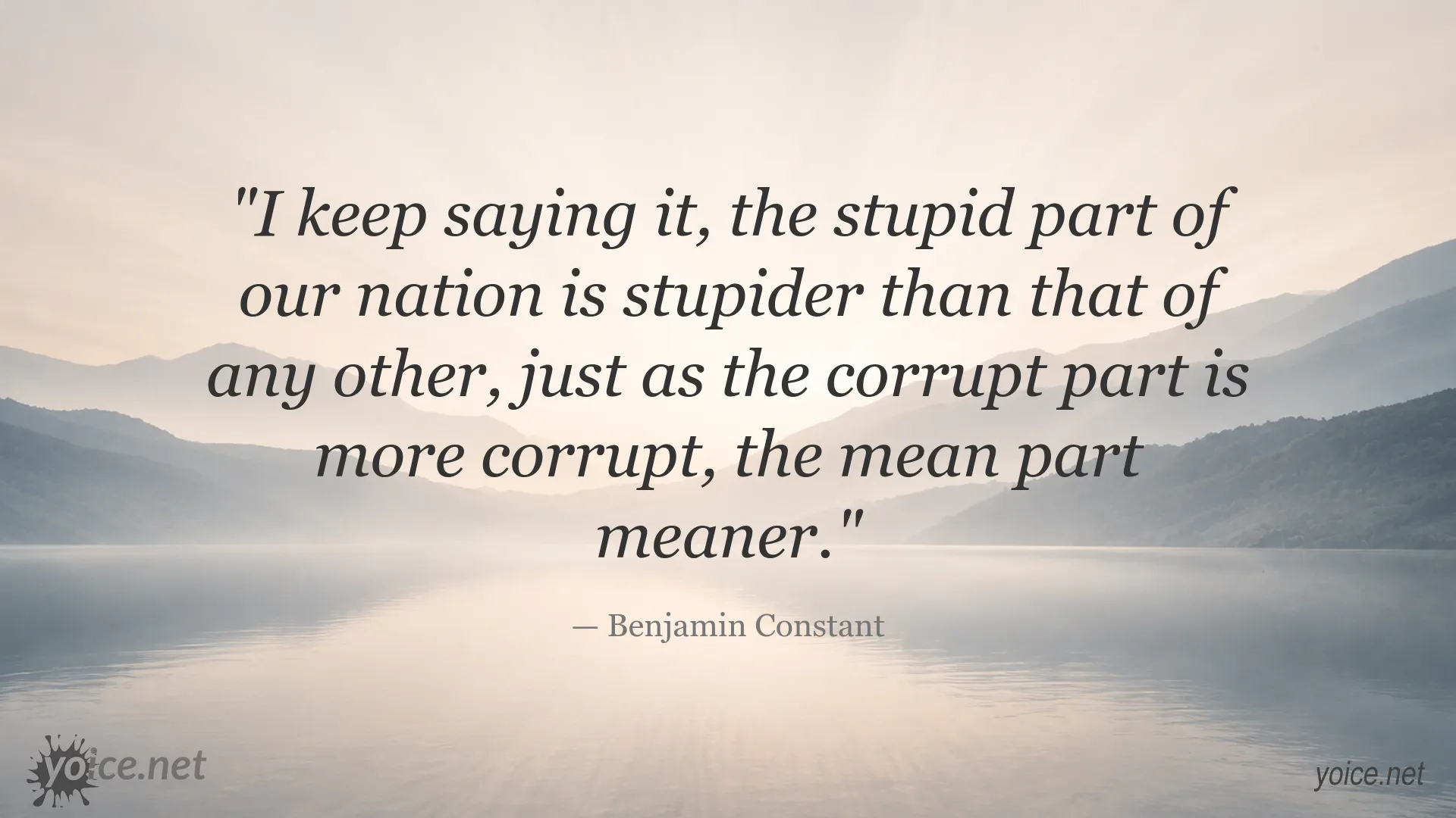 Benjamin Constant quote about stupidity, corruption, and society