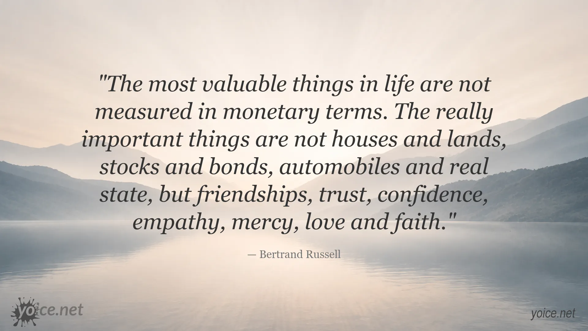 Bertrand Russell quote about friendship, trust, empathy, love, and faith