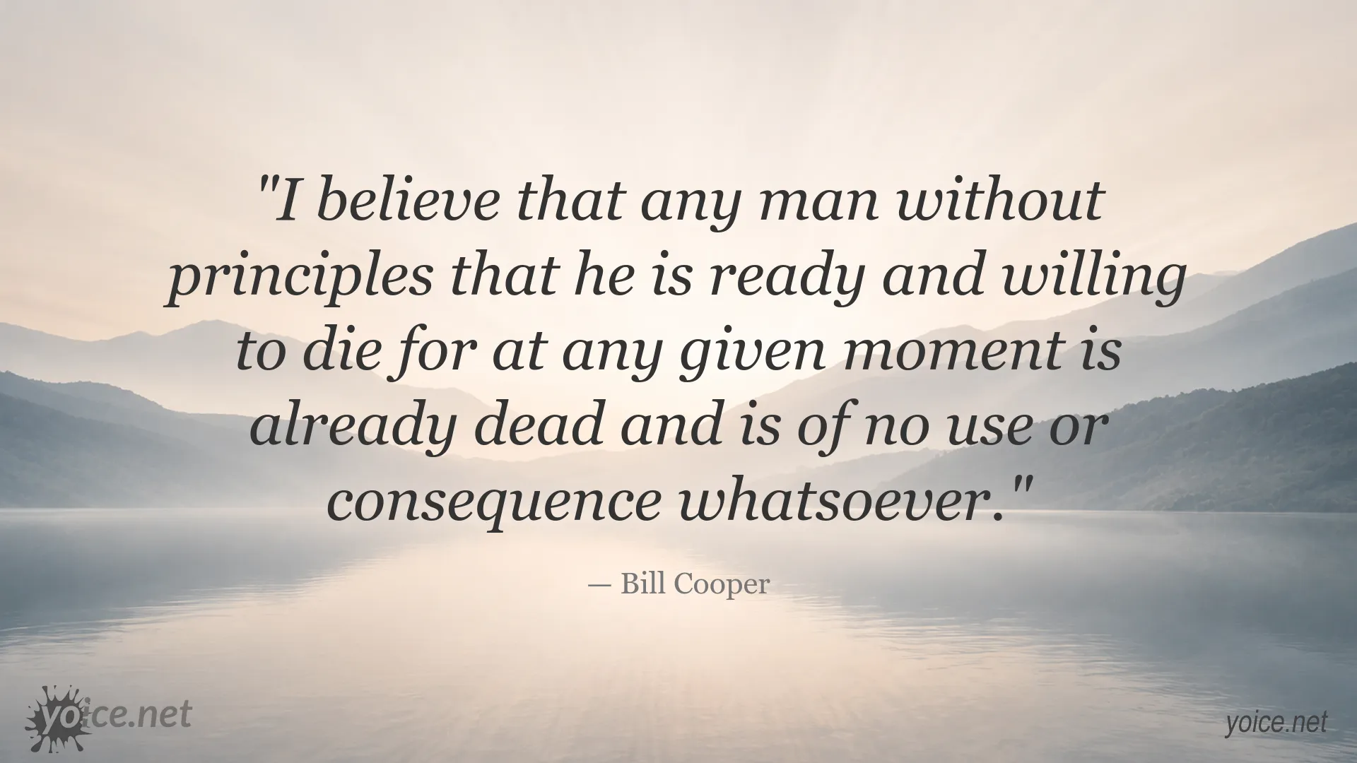 Bill Cooper quote image about principles and the meaning of life