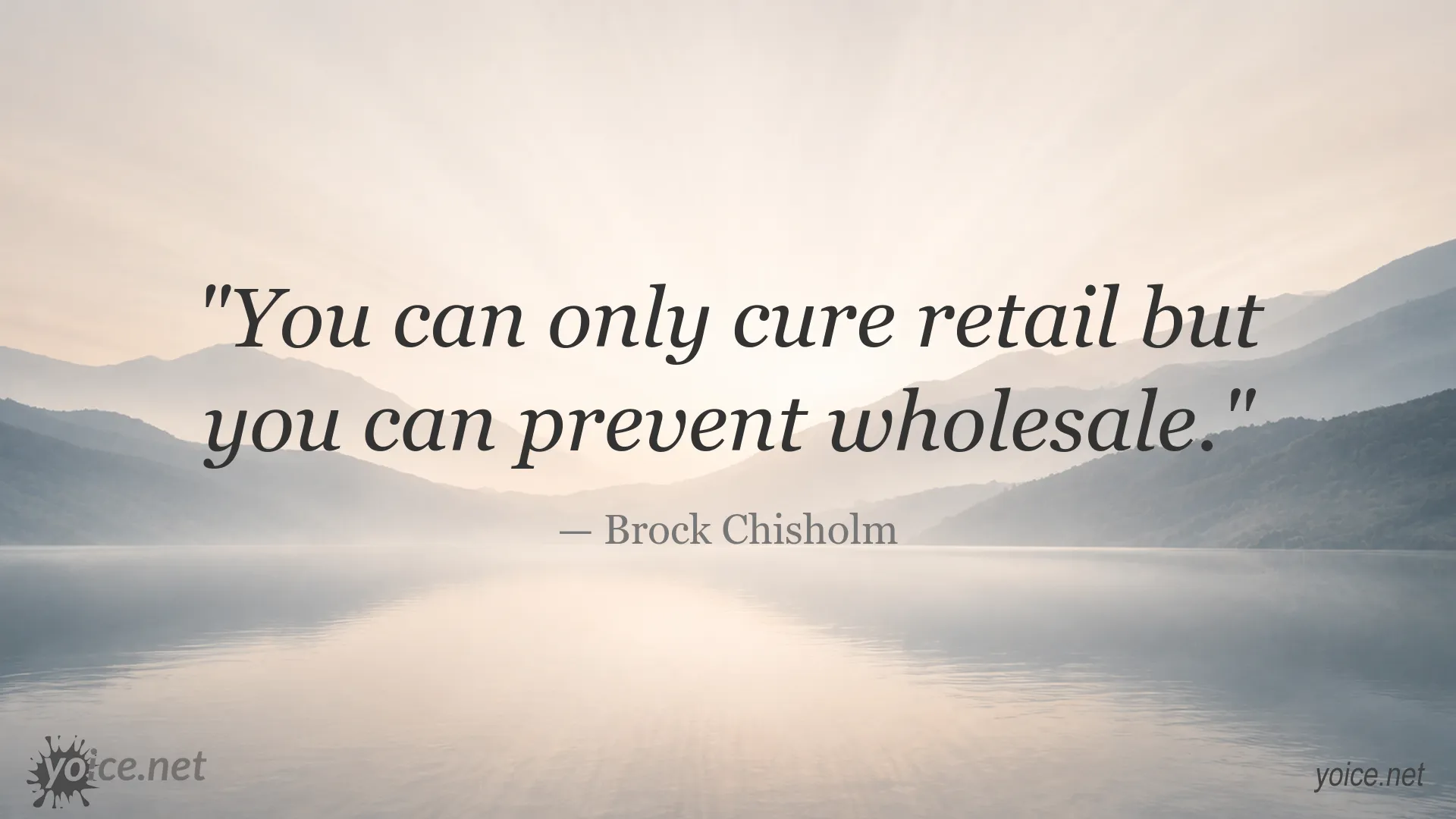 Brock Chisholm quote about curing retail and preventing wholesale