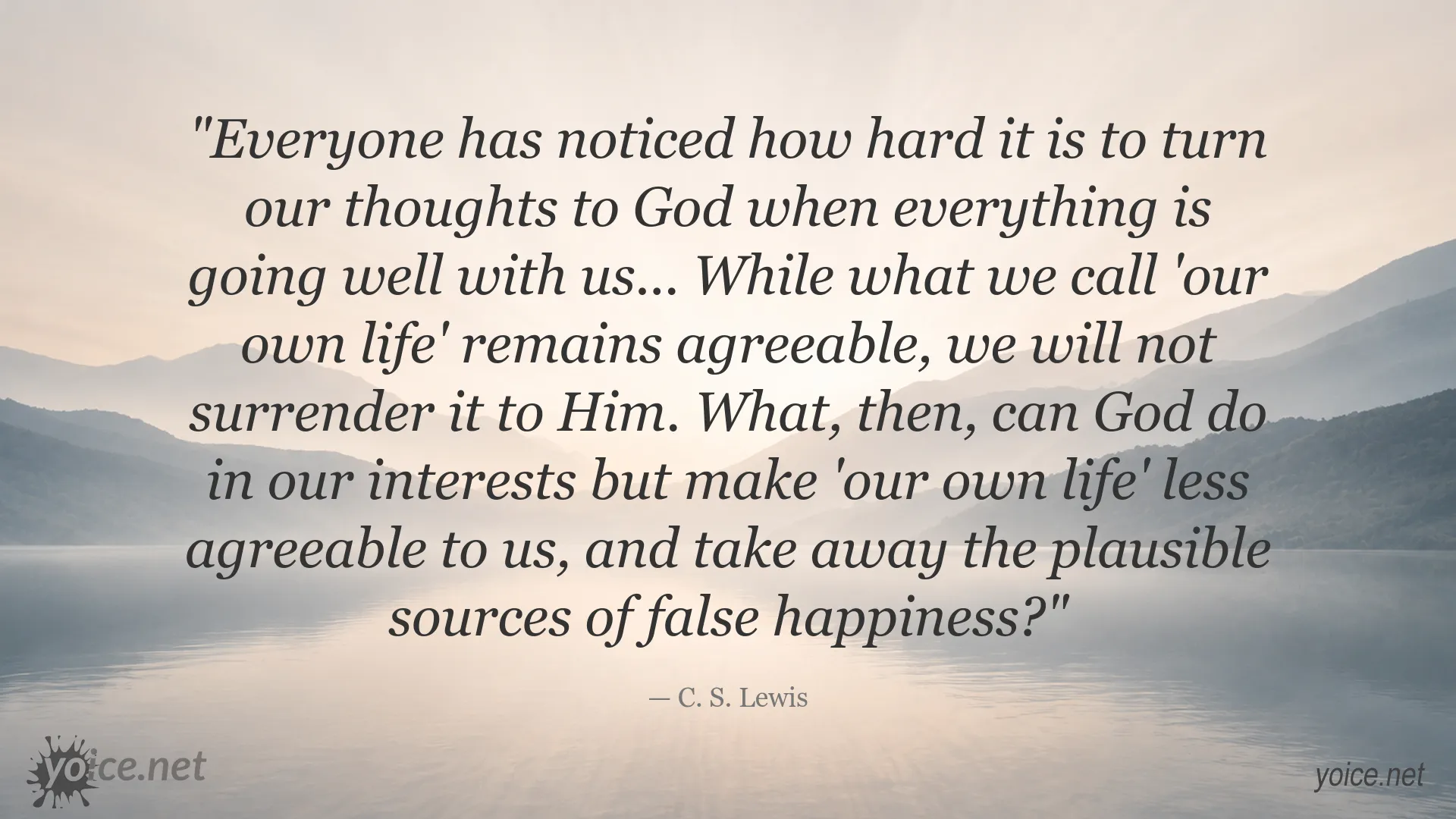 Inspirational C. S. Lewis quote image about God, life, and true happiness