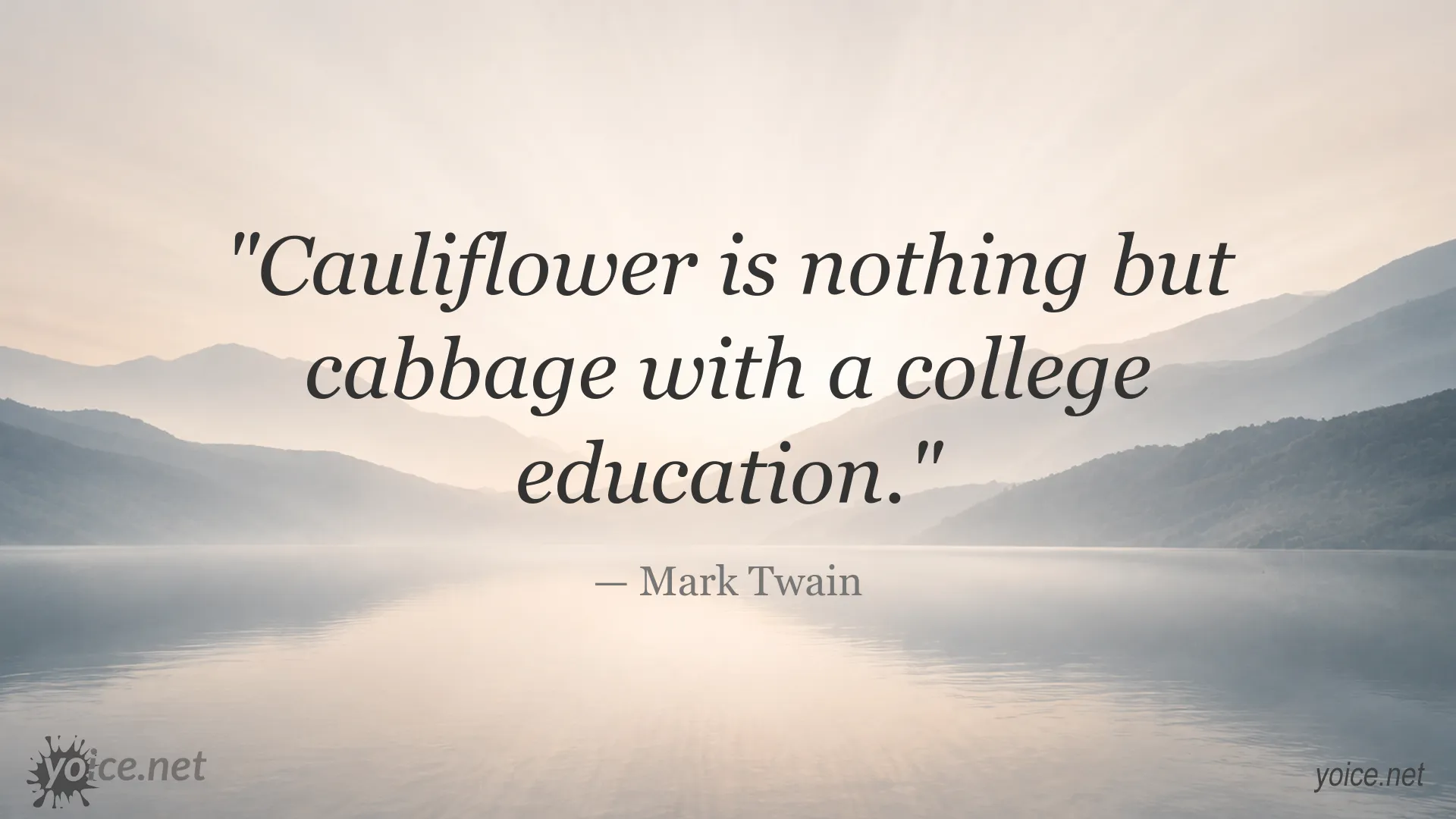 Mark Twain quote image about cauliflower and education
