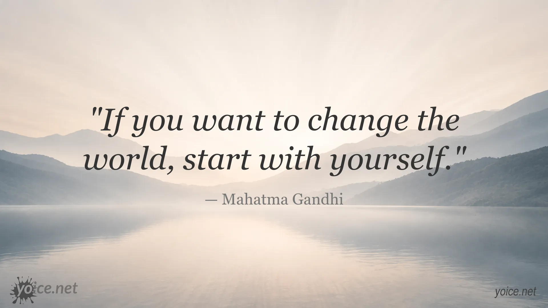 Inspirational quote image by Mahatma Gandhi about changing the world through personal change