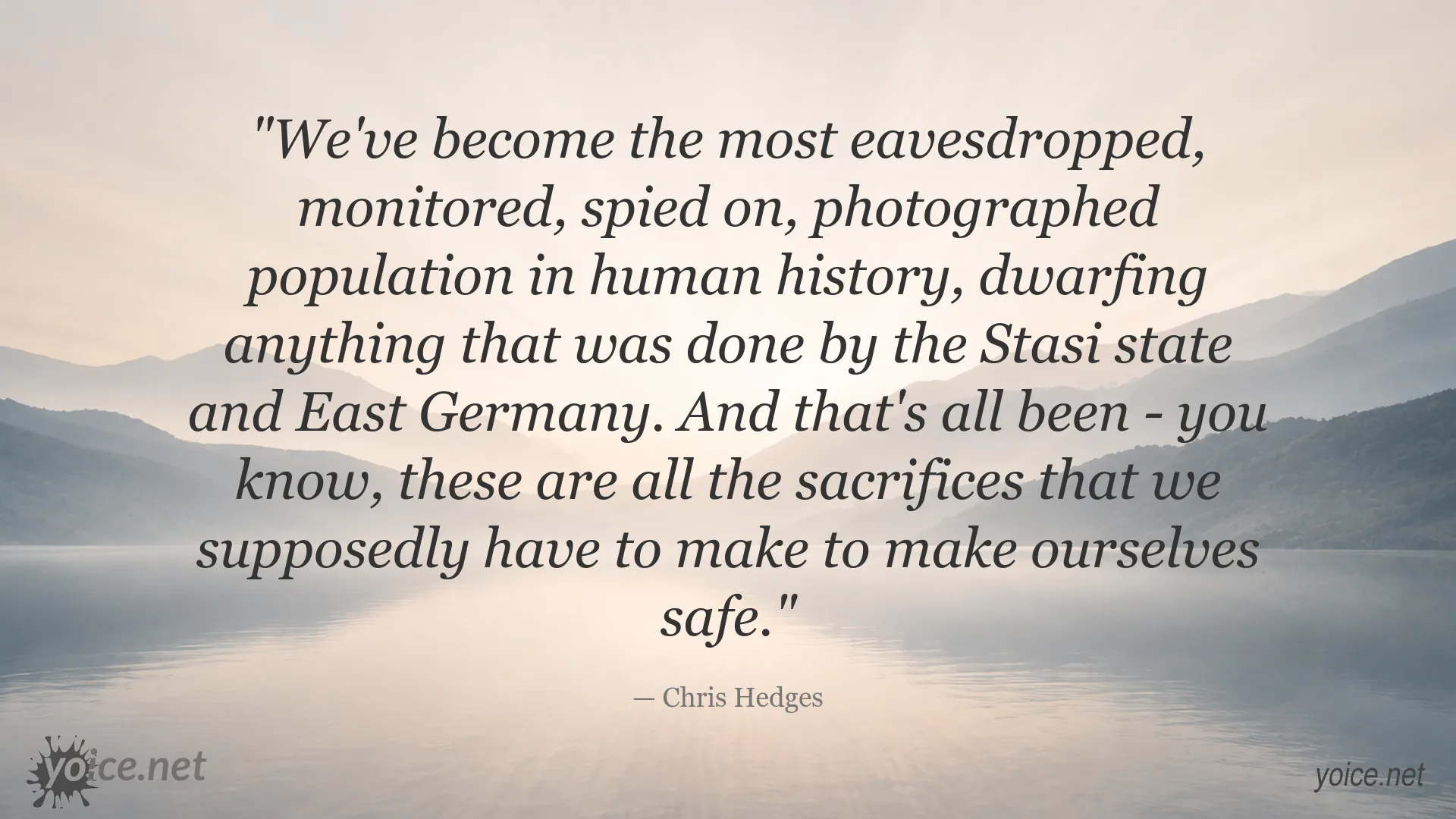 Chris Hedges quote about surveillance, monitoring, privacy, and security