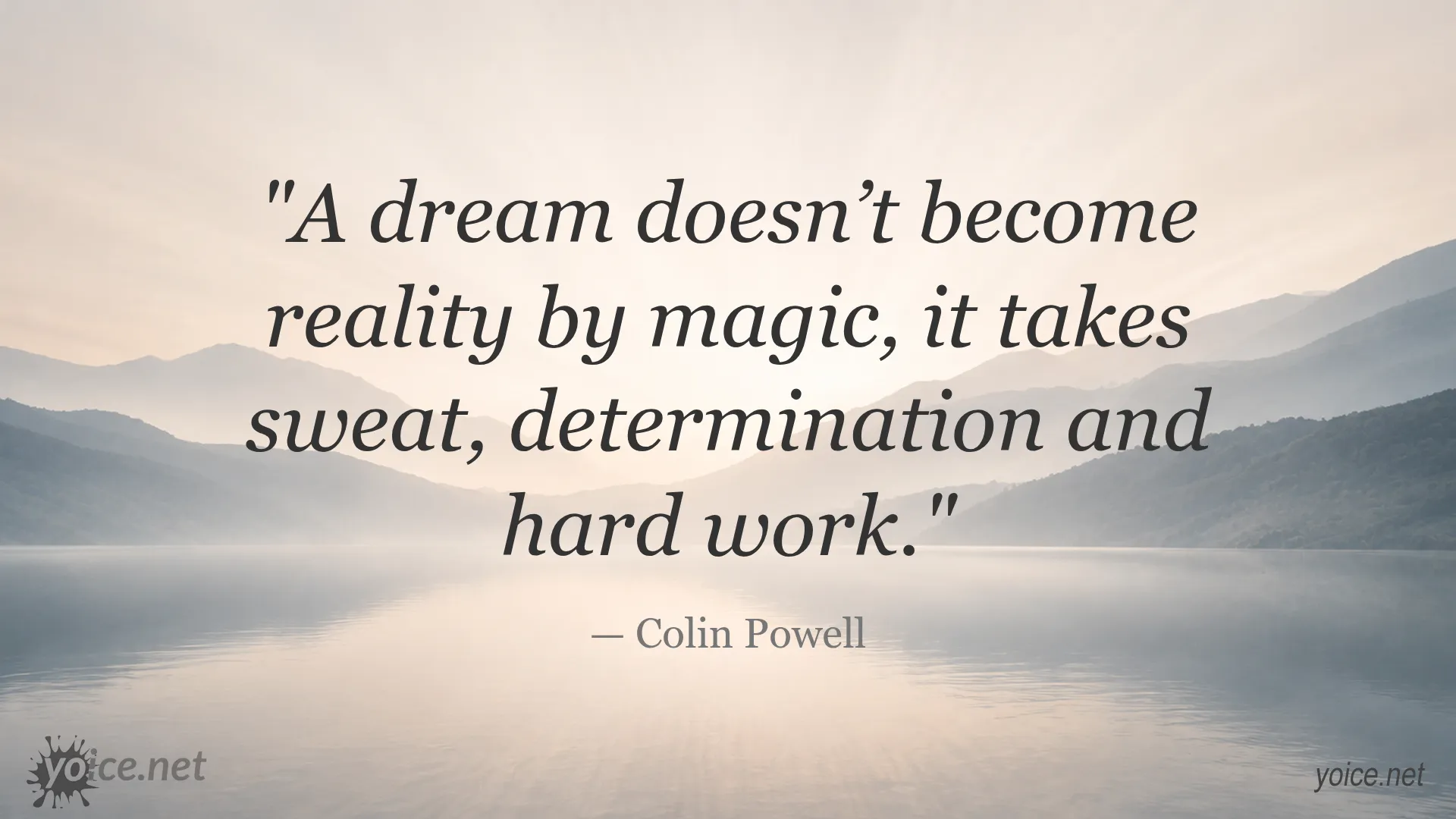 Inspirational quote by Colin Powell about hard work and determination