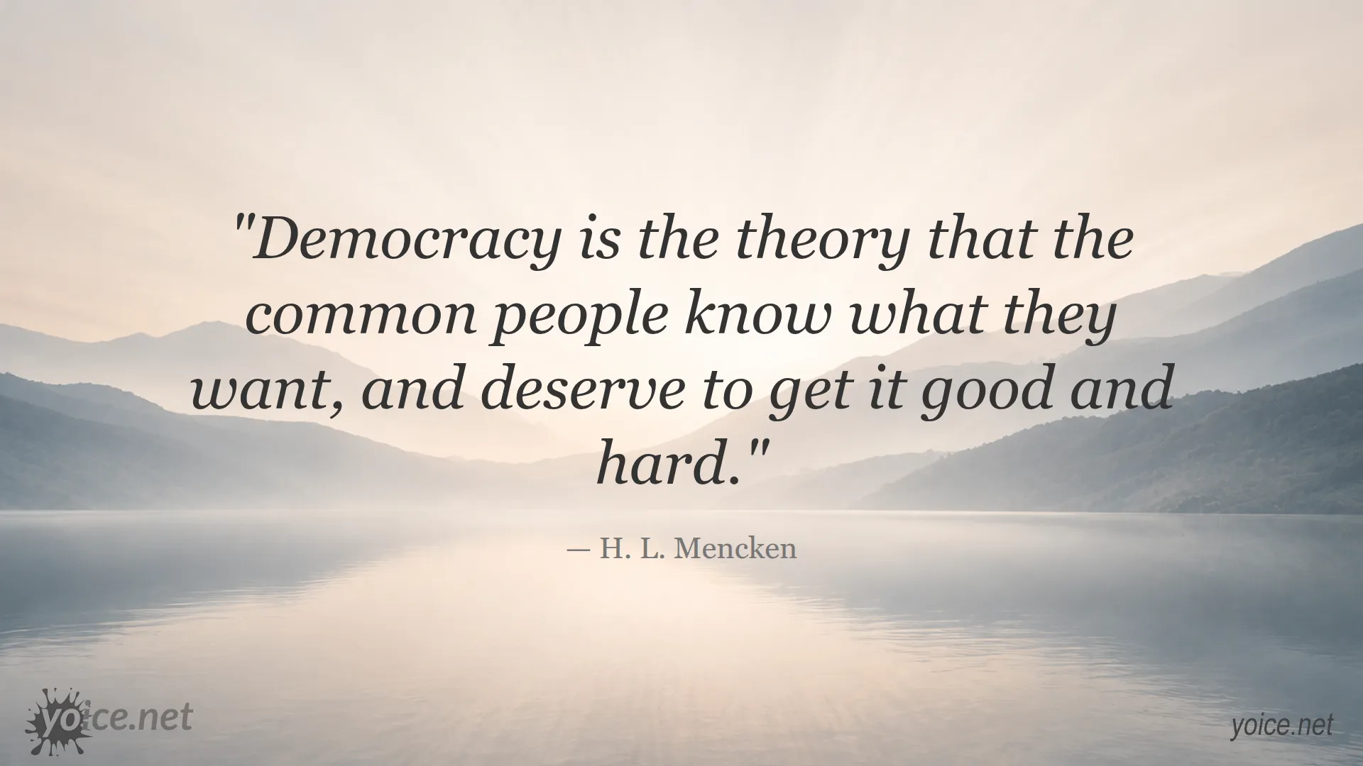 Democracy quote image featuring H. L. Mencken