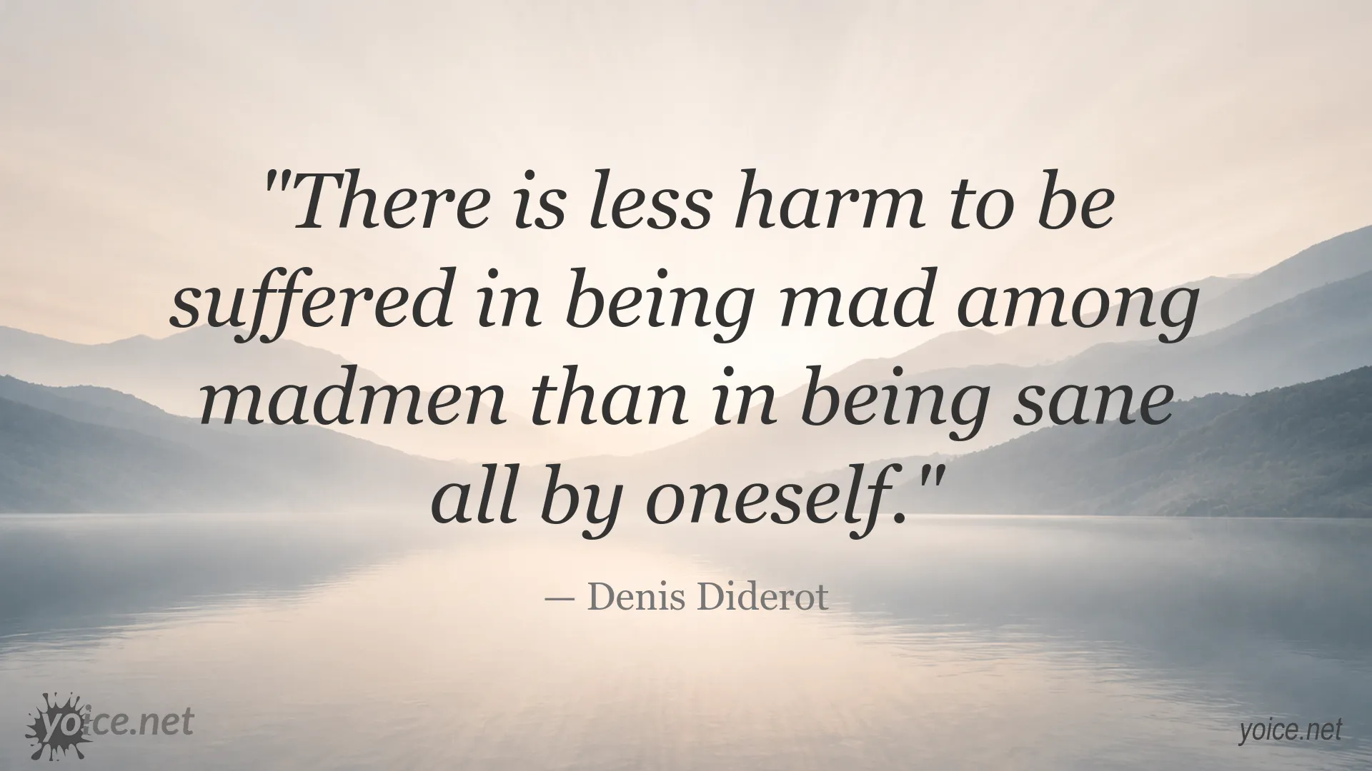 Inspirational quote image featuring Denis Diderot on madness and reason