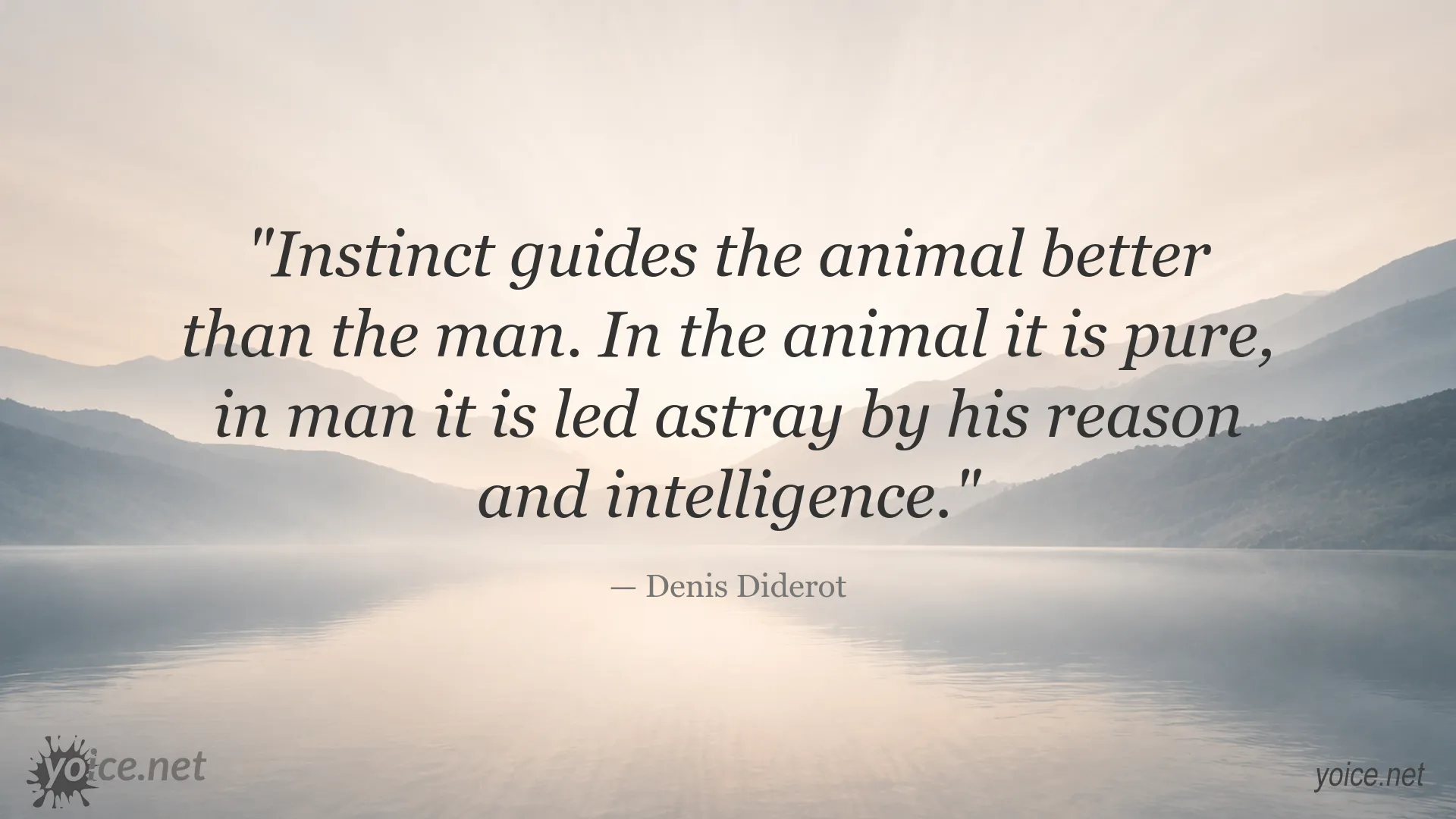 Inspirational Denis Diderot quote image about instinct, reason, and human intelligence