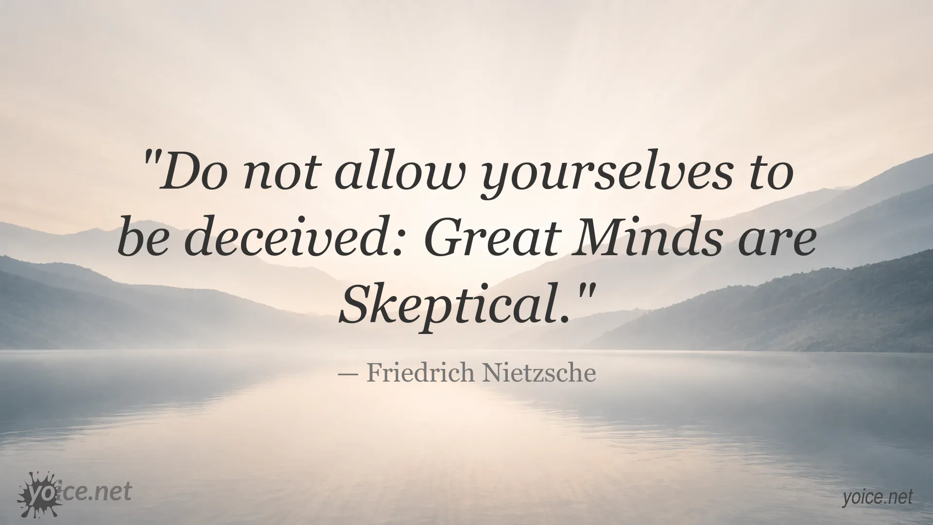Quote image featuring Friedrich Nietzsche on skepticism and great minds