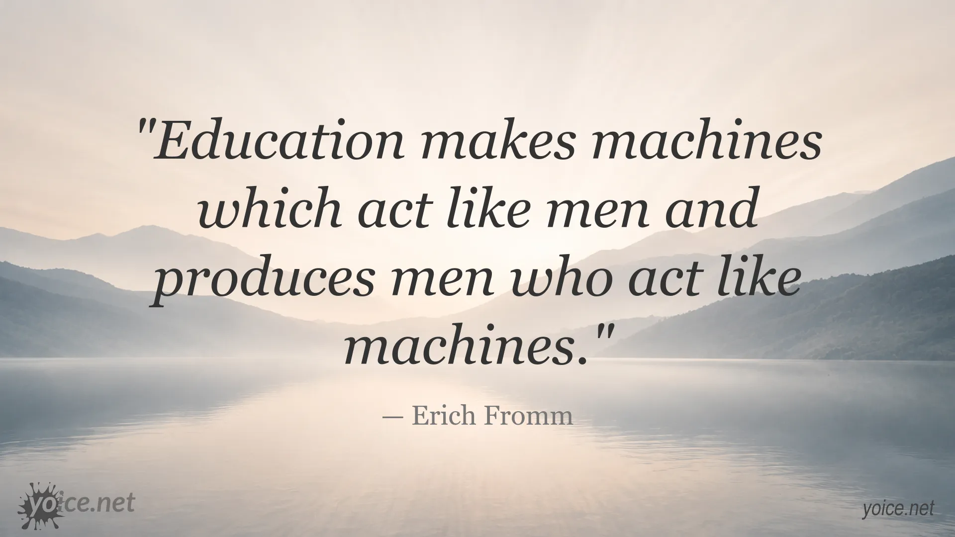 Inspirational Erich Fromm quote image about education, machines, and human behavior