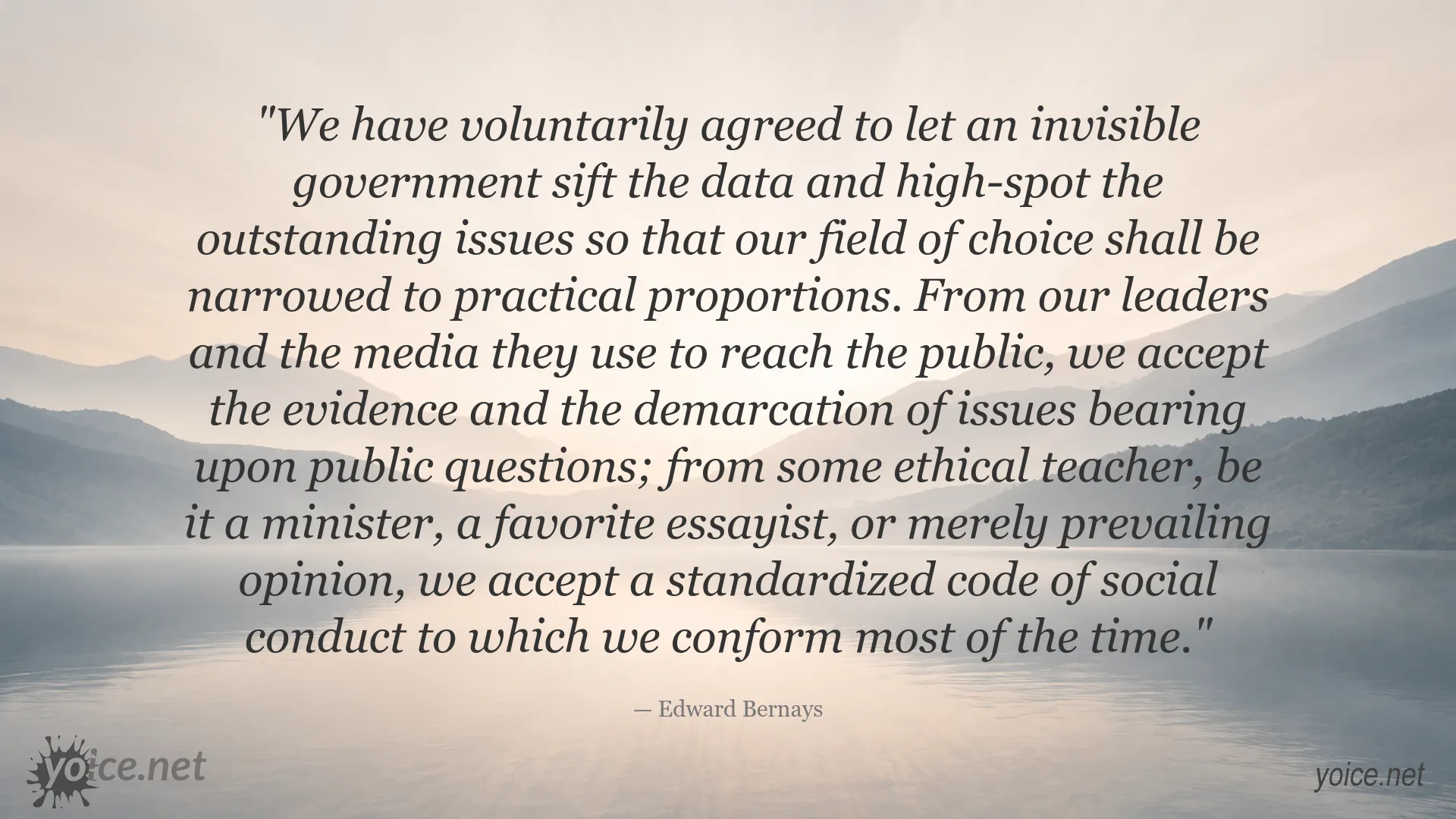 Edward Bernays quote image about media, public opinion, and invisible government