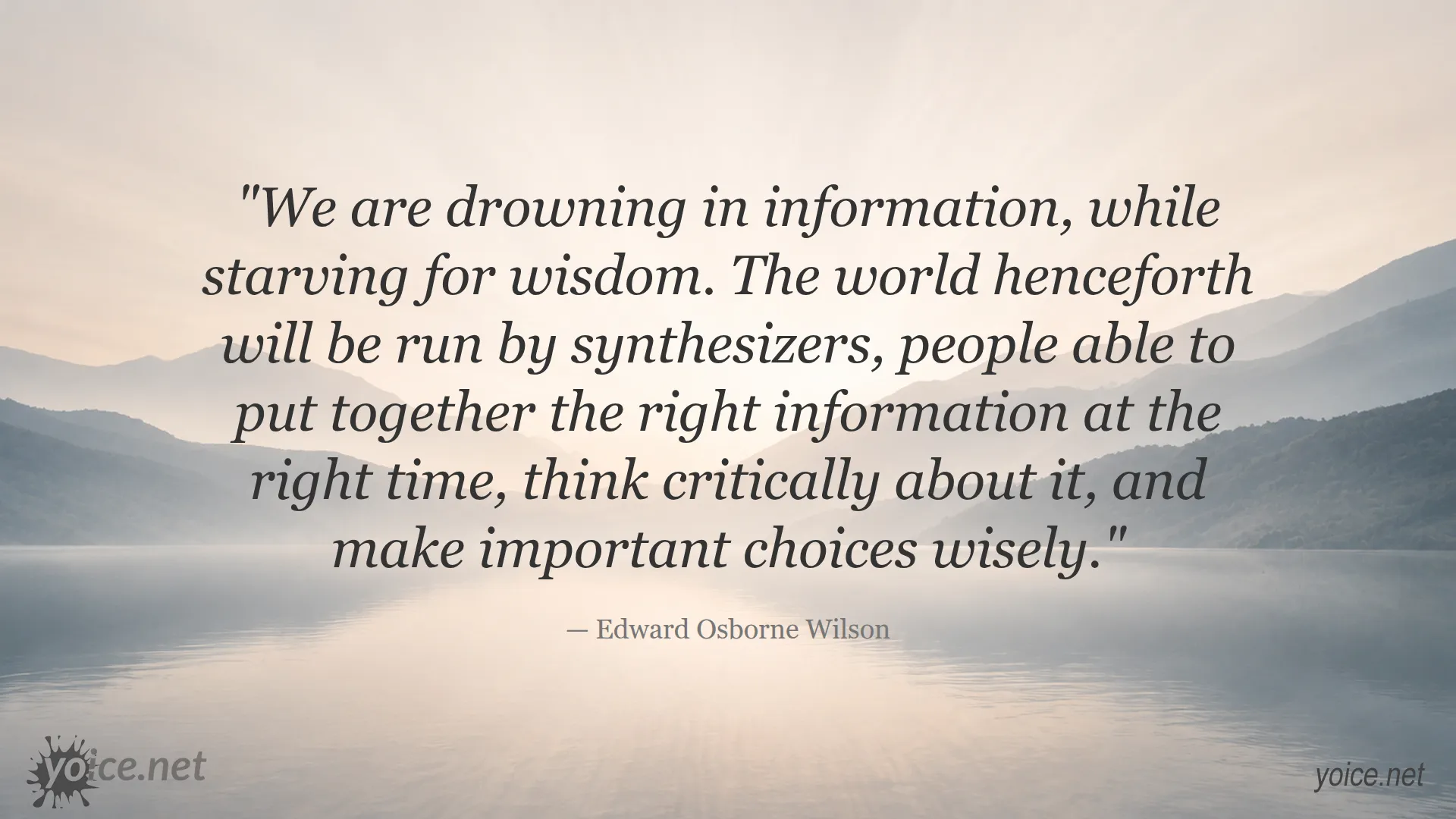 Quote by Edward Osborne Wilson about wisdom and synthesizing information