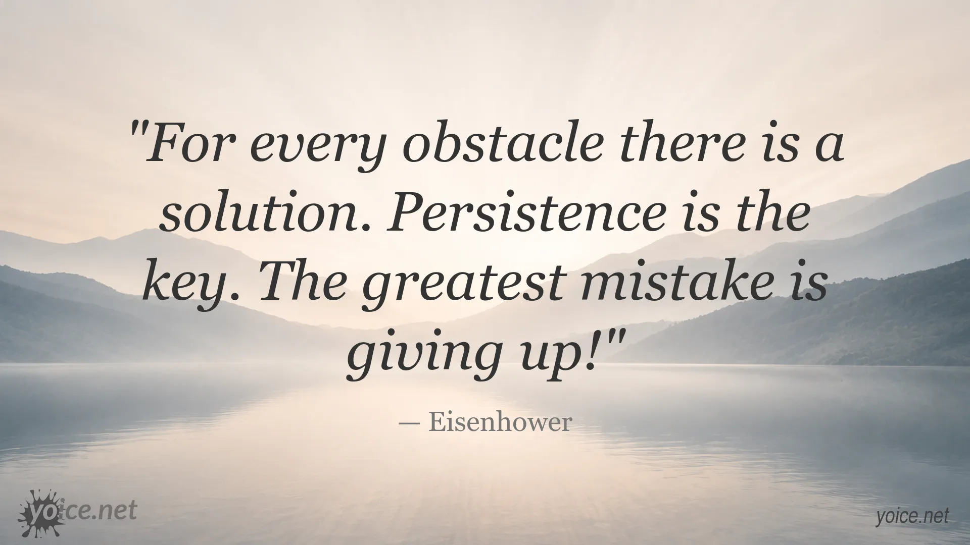 Inspirational Eisenhower quote image about persistence and finding solutions