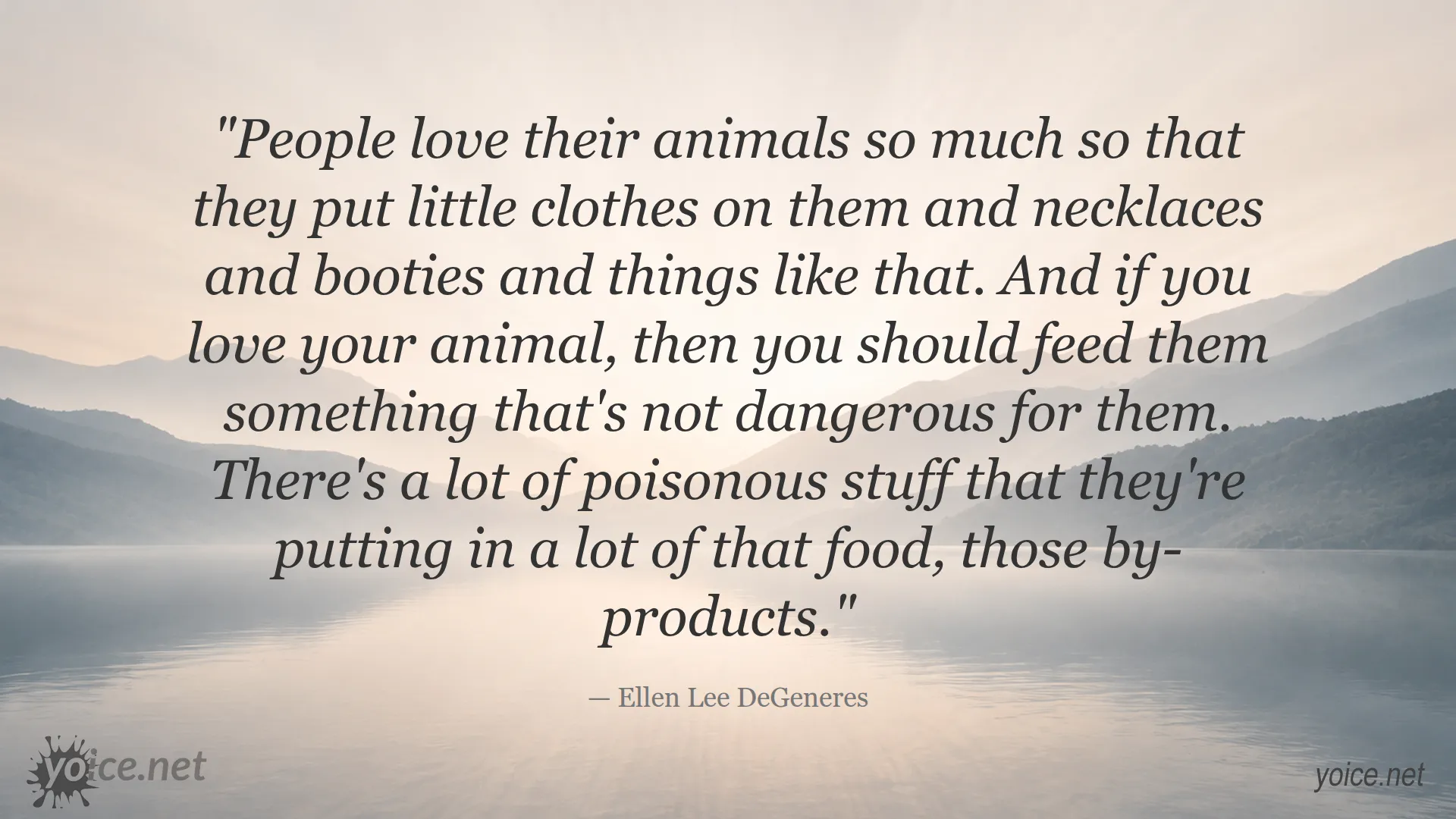 Quote by Ellen Lee DeGeneres about feeding pets safe and healthy food