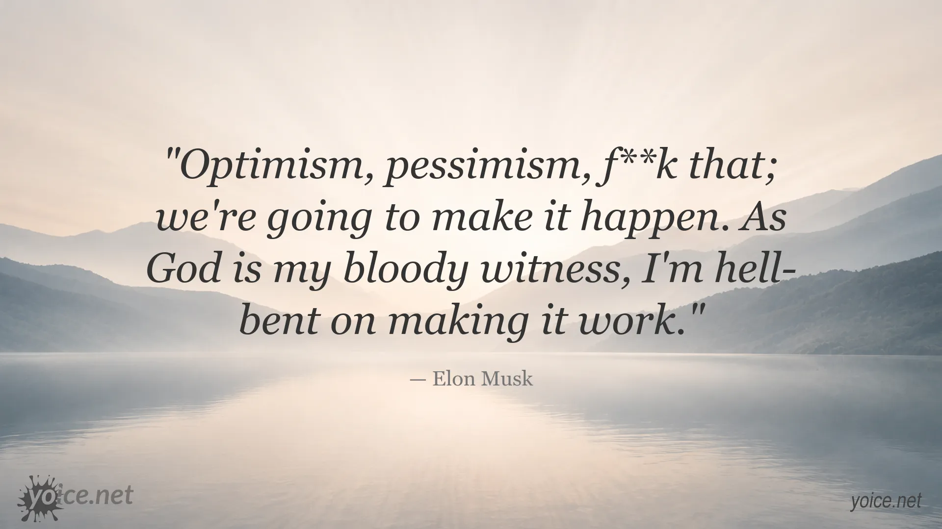 Elon Musk quote image about determination, optimism, and making things happen
