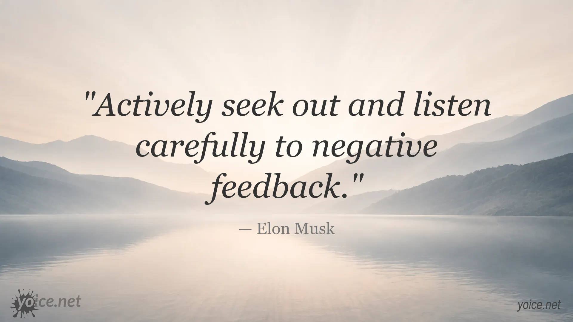 Inspirational Elon Musk quote about seeking and listening to negative feedback