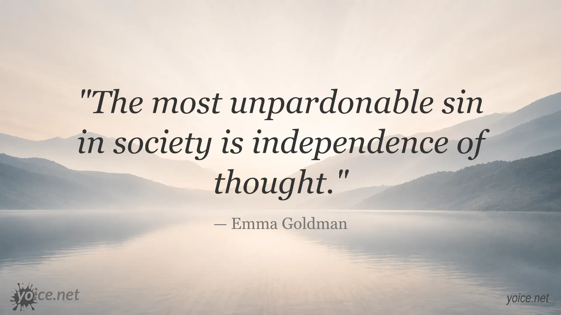 Emma Goldman quote graphic about independence of thought in society