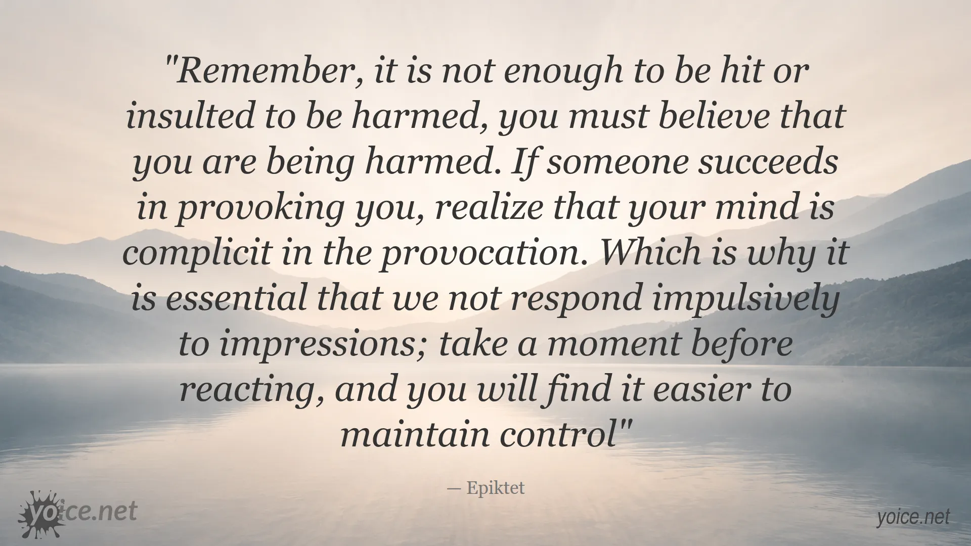 Epiktet quote image about maintaining control and managing inner reactions
