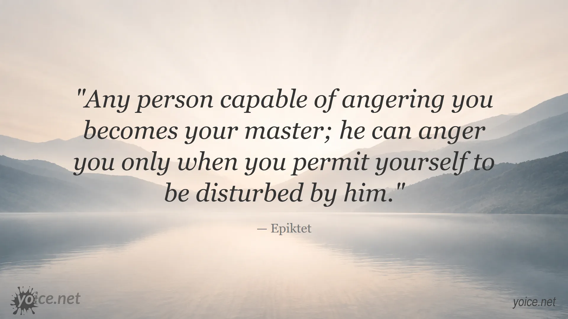 Inspirational Epiktet quote about emotional control and personal responsibility
