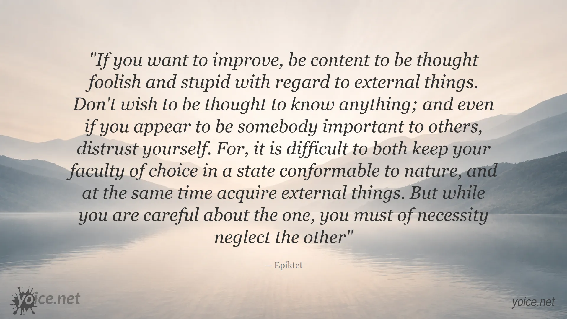 Epiktet quote about improvement through inner attitude