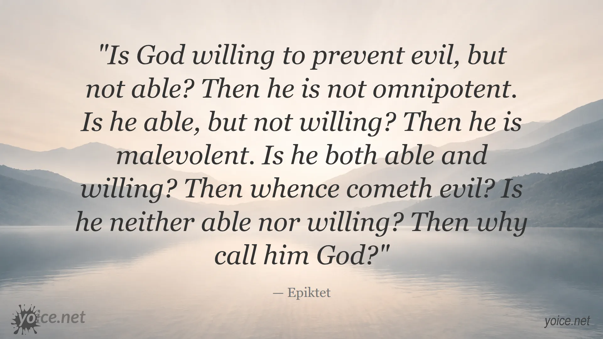 Quote by Epiktet about God's omnipotence and the problem of evil