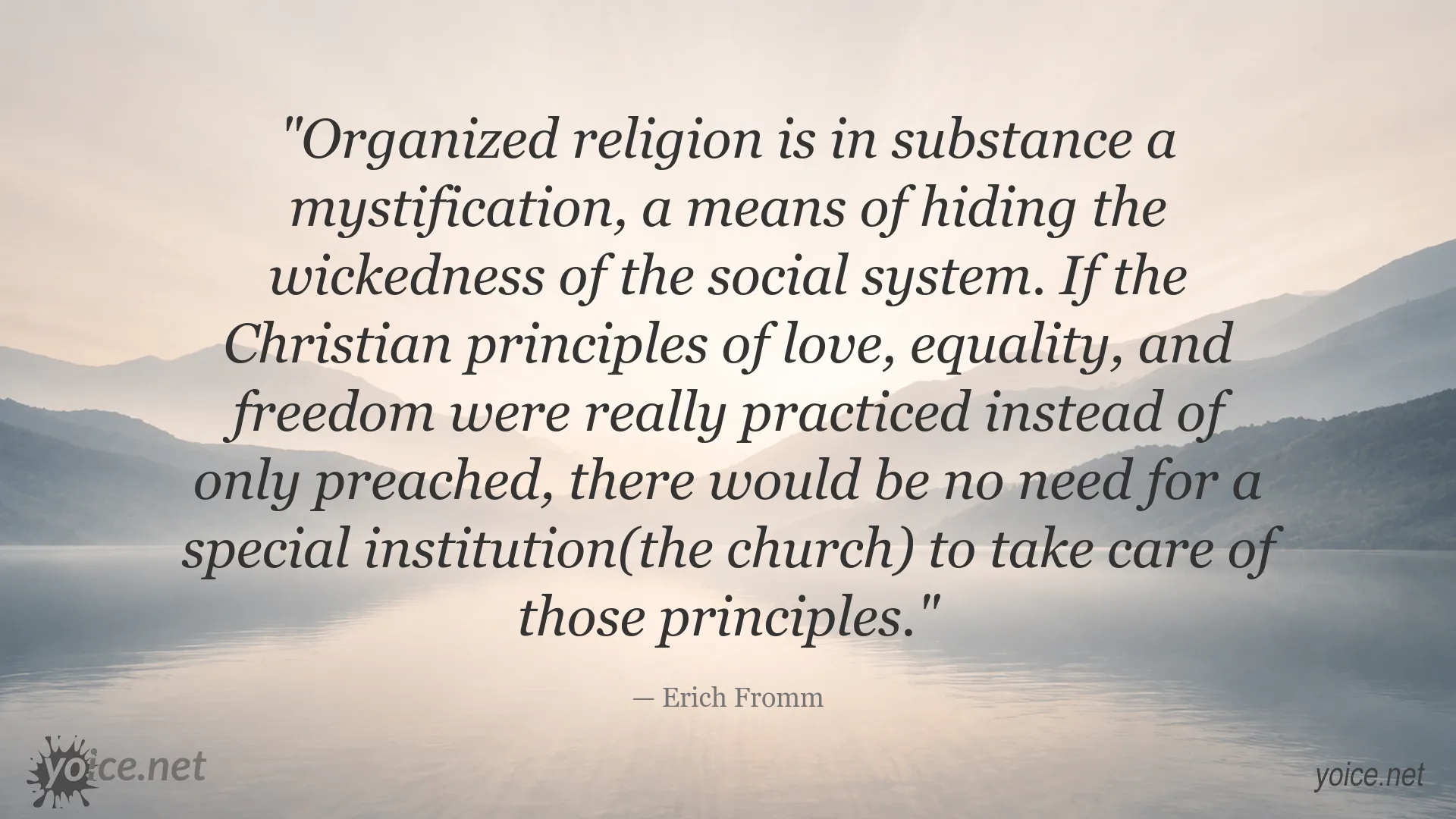 Erich Fromm quote about organized religion and Christian values