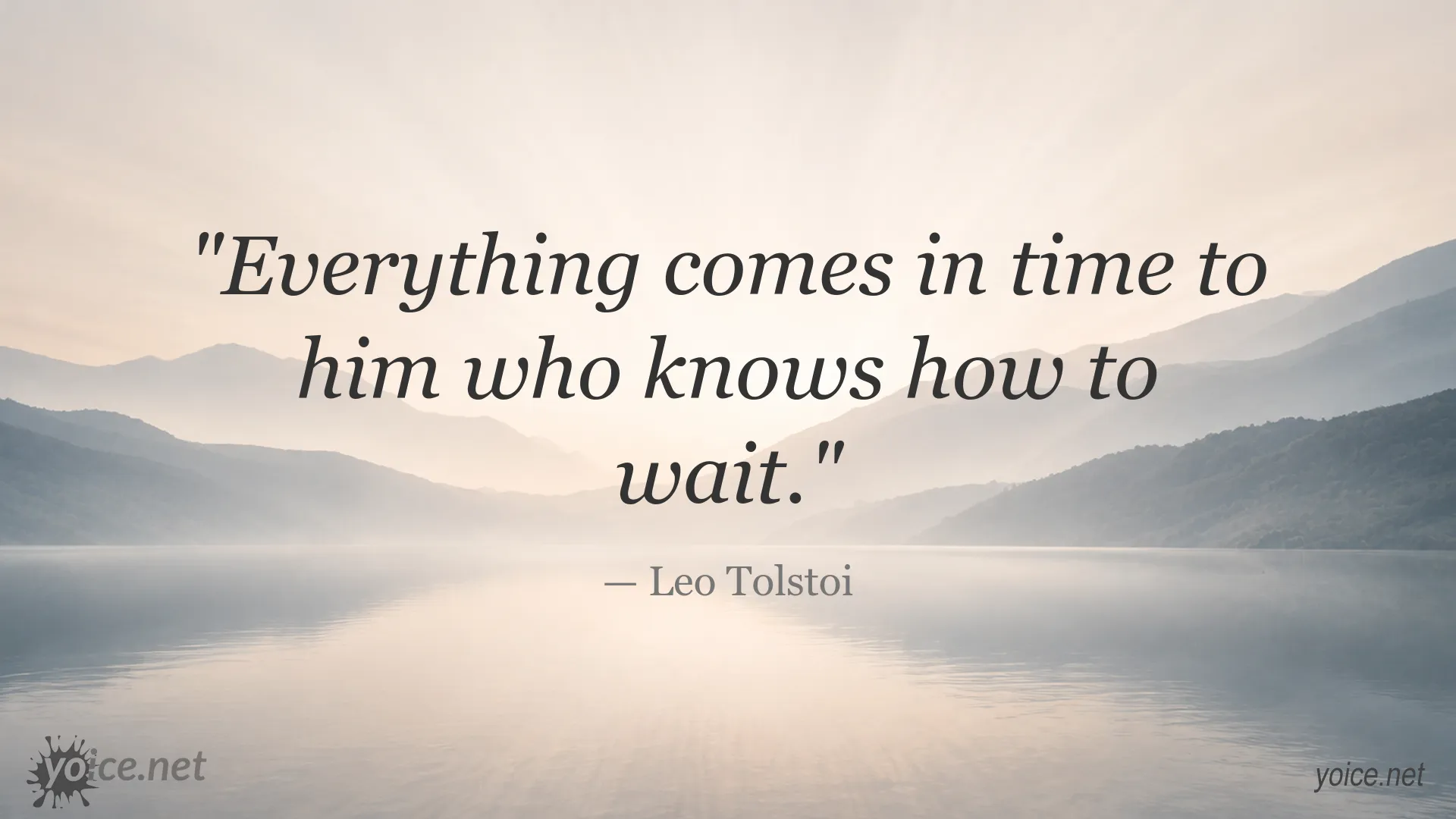 Inspirational quote image by Leo Tolstoi about patience and waiting