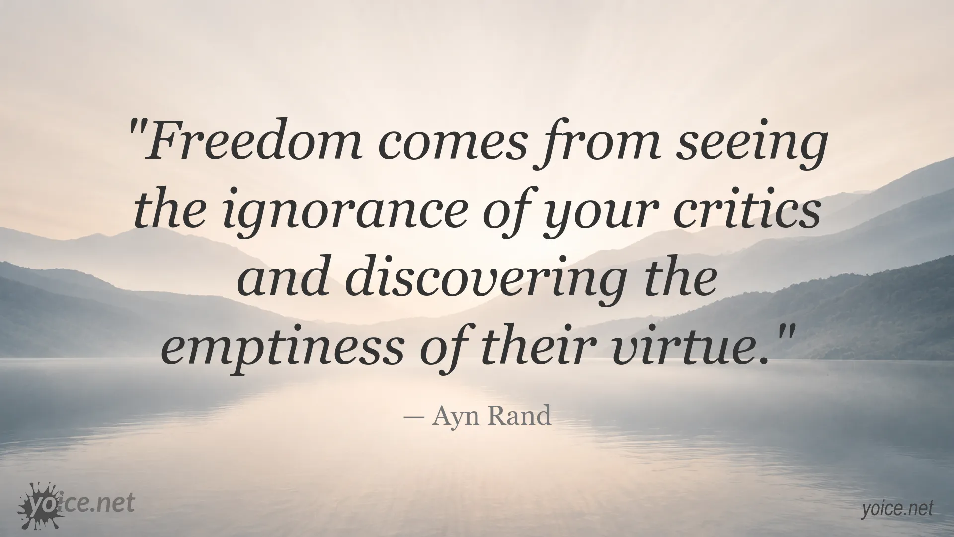 Ayn Rand quote image about freedom and criticism