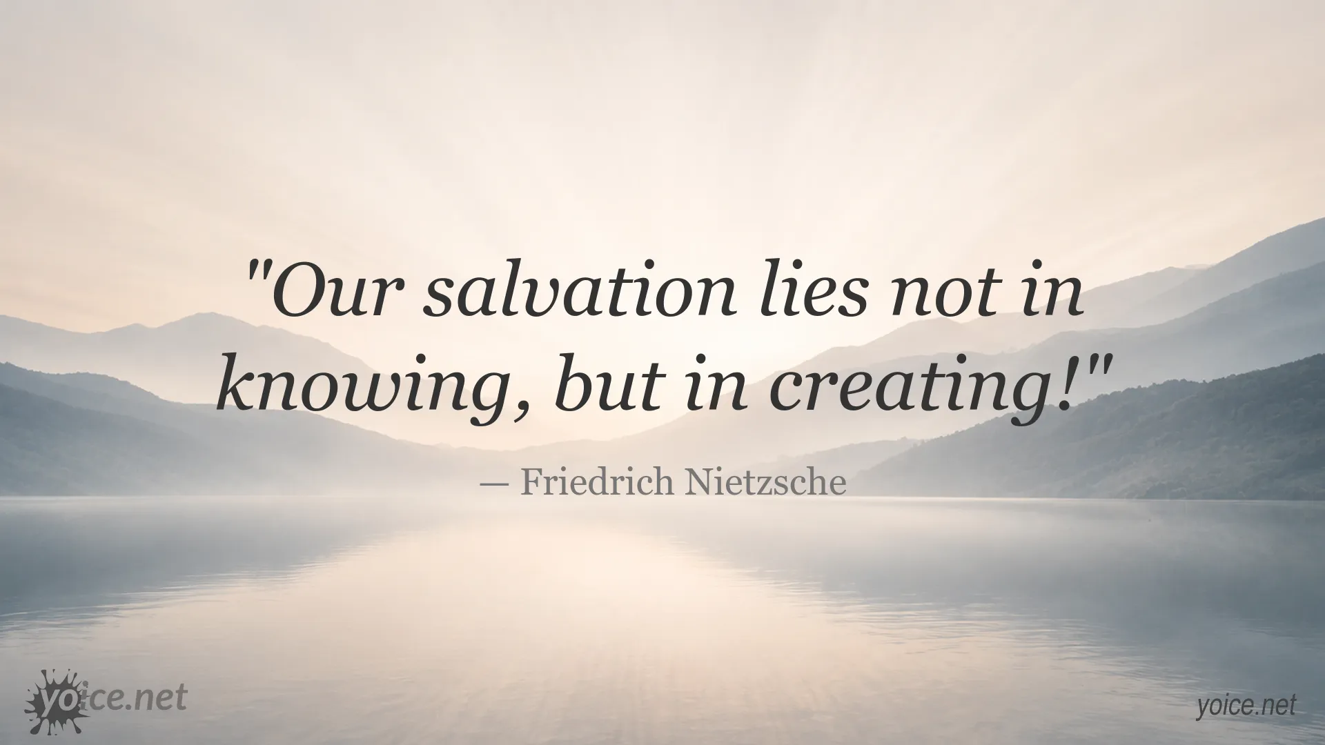 Inspirational quote image attributed to Friedrich Nietzsche about creation and salvation