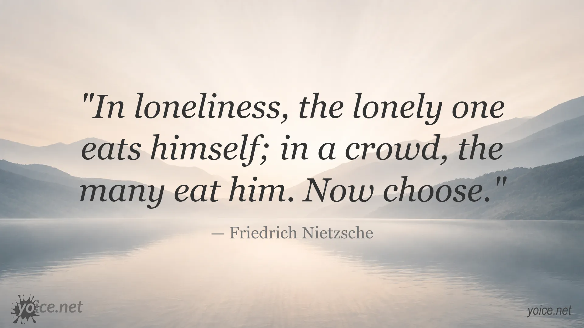 Friedrich Nietzsche quote image about loneliness, solitude, and crowds
