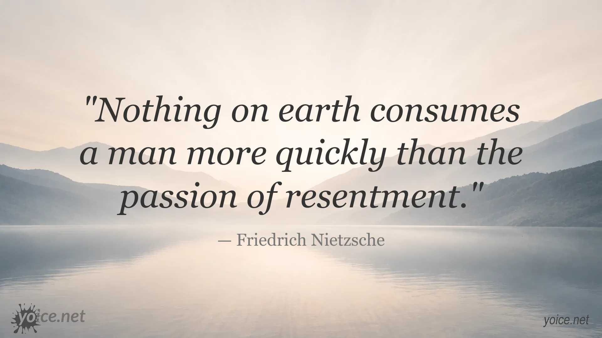 Friedrich Nietzsche quote image about the consuming nature of resentment