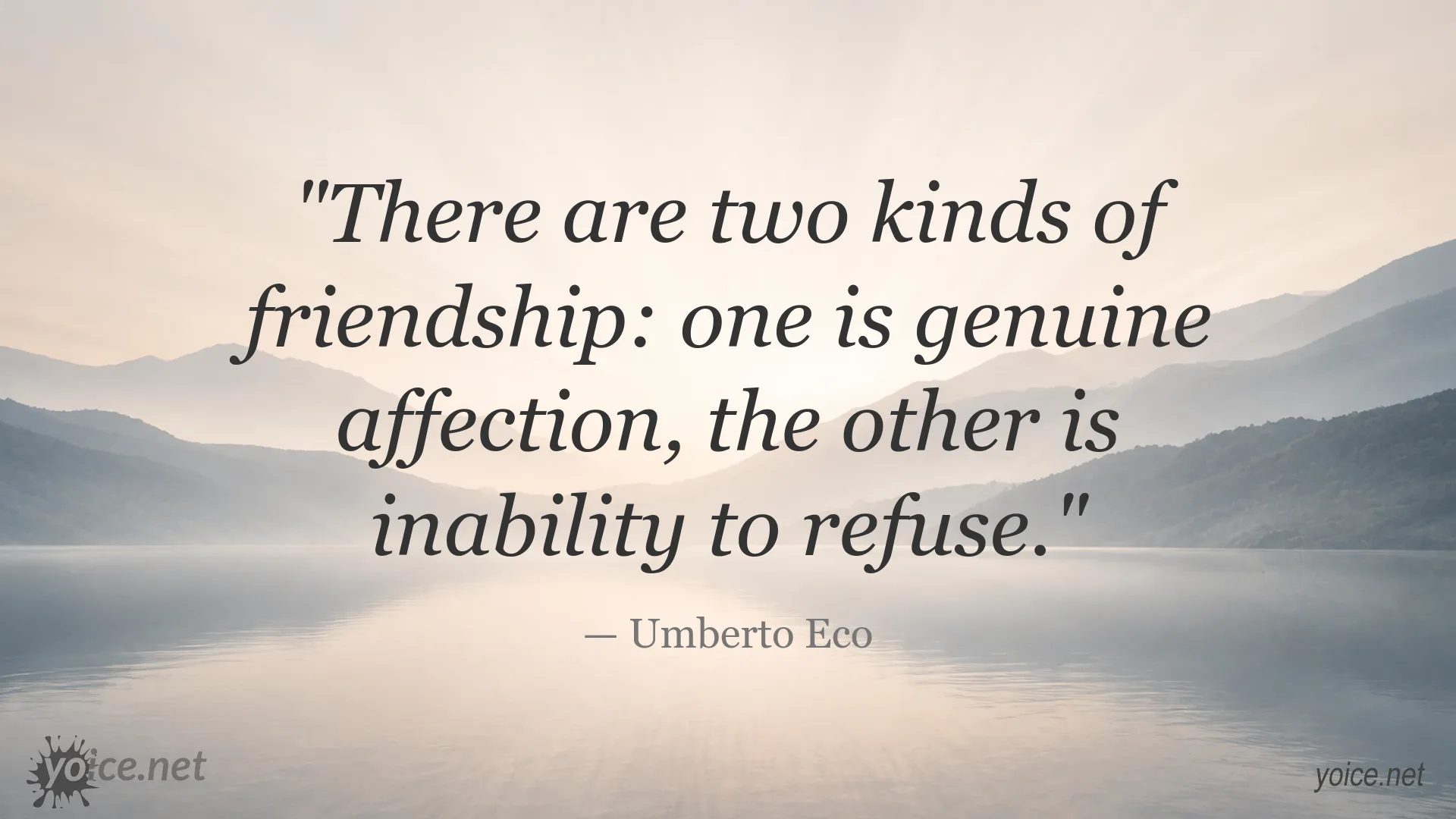 Inspirational friendship quote image attributed to Umberto Eco