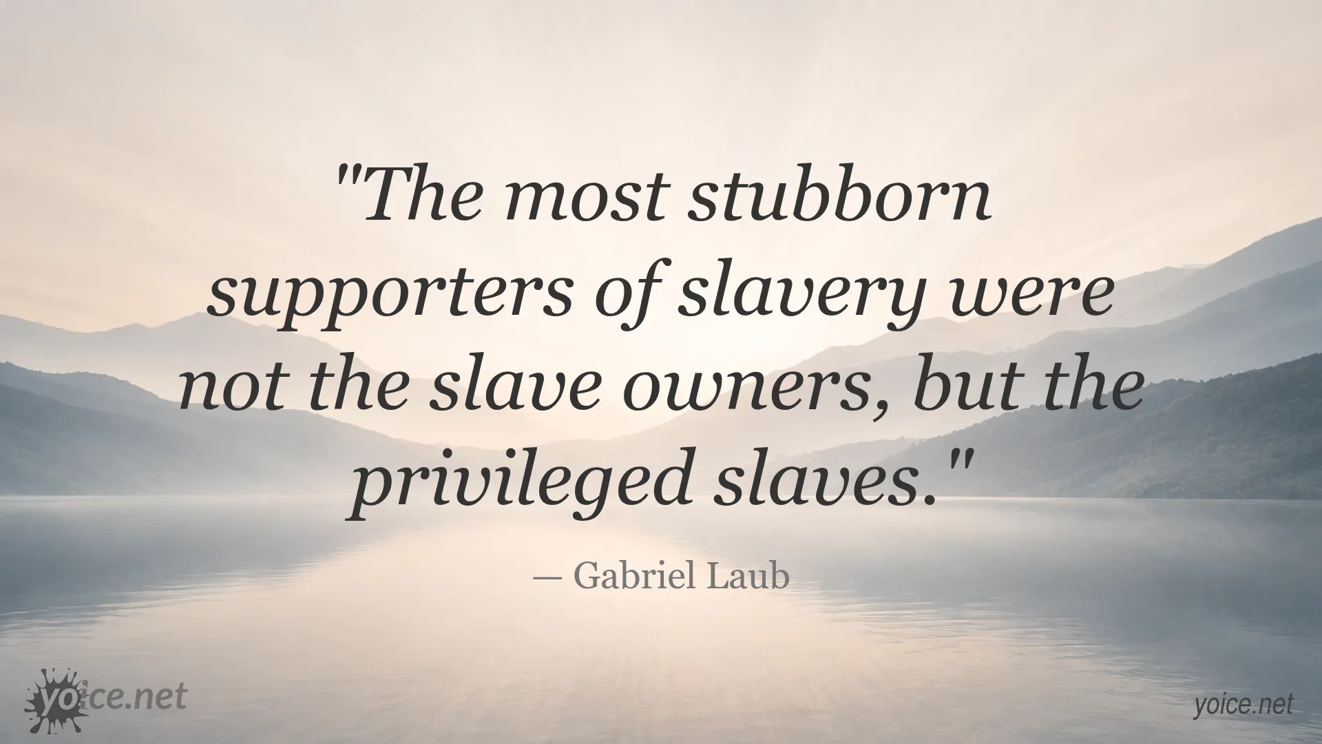 Quote by Gabriel Laub about the true opponents of freedom being the privileged slaves